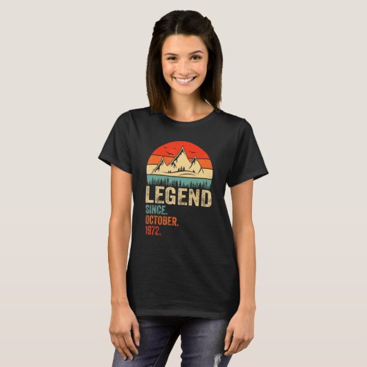 Legend Since October 1972 Retro 50 Years Old 50th  Tシャツ (正面フル)