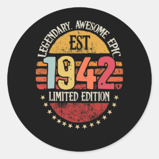 Legendary Awesome Epic Est 1942 80th Birthday ラウンドシール