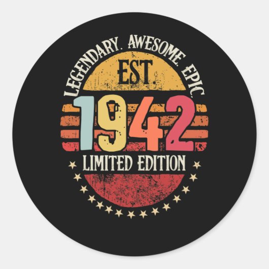 Legendary Awesome Epic Est 1942 80th Birthday ラウンドシール (正面)