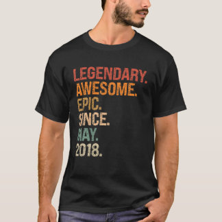 Legendary Awesome Epic Since May 2018 4Th Birthday Tシャツ