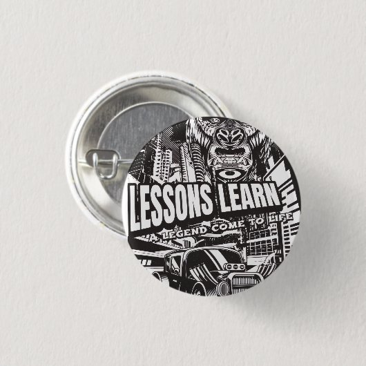 LEGENDARY GORILLA LESSONS LEARN BUTTON 缶バッジ (正面&裏面)