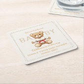 Legendary Red Belt Judo Bear – Baby Shower スクエアペーパーコースター (アングル)