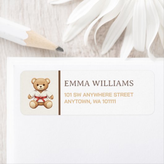 Legendary Red Belt Judo Bear – Baby Shower ラベル (インサイチュ)