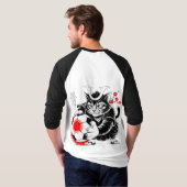 Legendary Samurai Soccer Cat Sports Casual Gear Tシャツ (裏面フル)