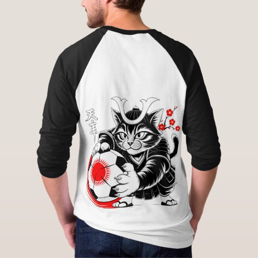 Legendary Samurai Soccer Cat Sports Casual Gear Tシャツ (裏面)