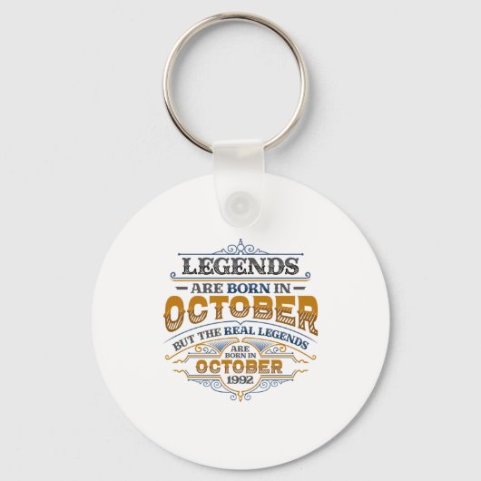 Legends Are Born In October 1992 Womens Birthday C キーホルダー (正面)