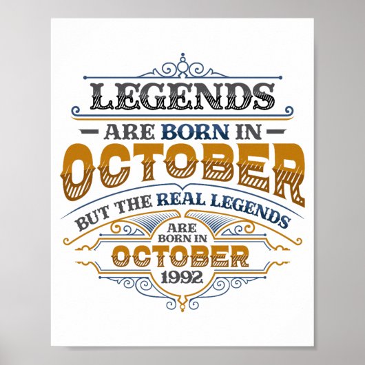 Legends Are Born In October 1992 Womens Birthday C ポスター (正面)