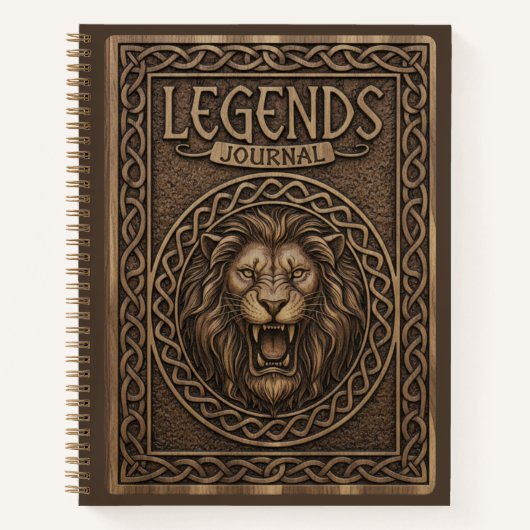 Legends Journal Lion King Wood Carved Journal ノートブック (正面)
