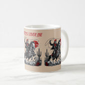 LEGENDS NEVER DIE - スケルトンカウボーイの馬乗りデザイン コーヒーマグカップ (正面右)