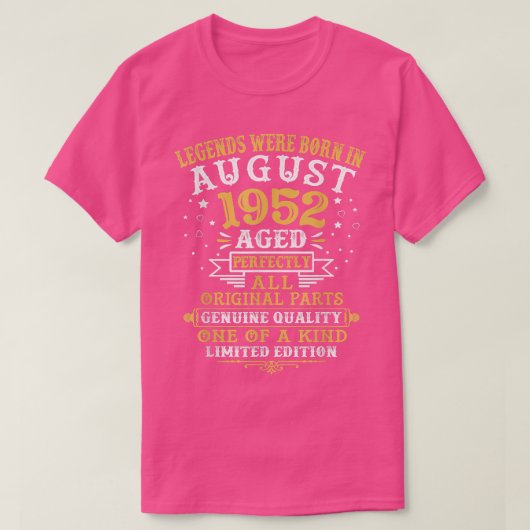 Legends Were Born In August 1952 70 Years Old 70th Tシャツ (デザイン正面)