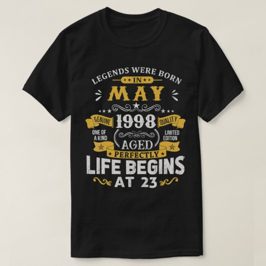 Legends Were Born In May 1998 23rd Birthday Tシャツ (デザイン正面)