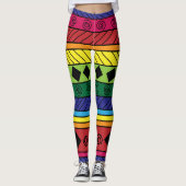 leggingカラフルな種族の幾何学的な落書き レギンス (正面)