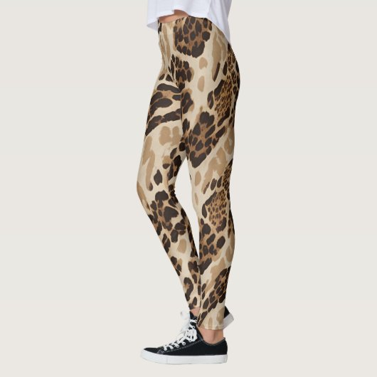 Legging Animal Print Beige Estampado レギンス (左)