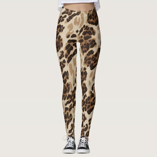 Legging Animal Print Beige Estampado レギンス (正面)