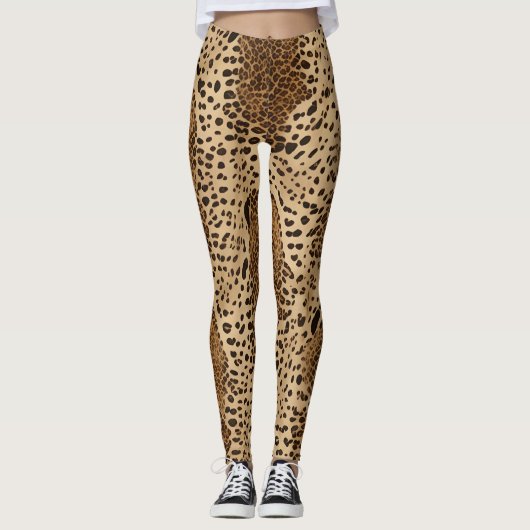 Legging Animal Print Beige Leopardo レギンス (正面)