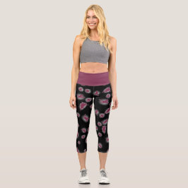 Legging Capri Taille Haute Fées Violettes et Fond  カプリレギンス