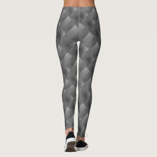 Legging cinza de 'retângulos' com efeito relevo レギンス (裏面)