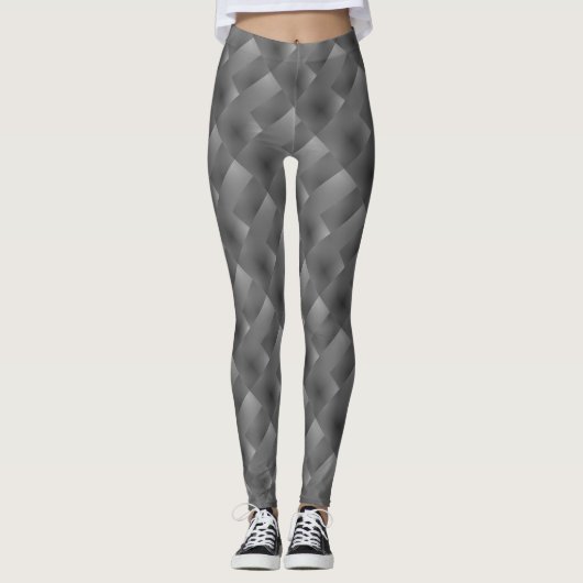 Legging cinza de 'retângulos' com efeito relevo レギンス (正面)