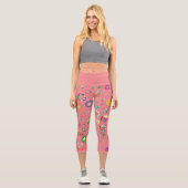 Legging court multi fleurs カプリレギンス (正面)