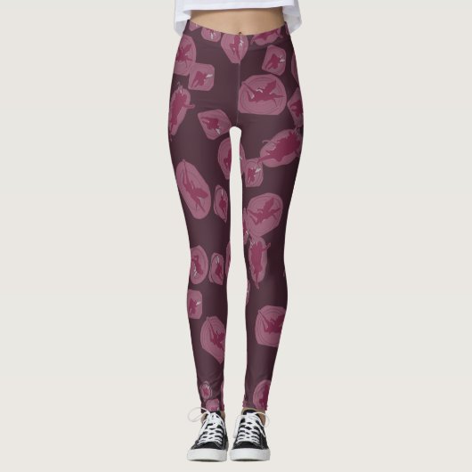 Legging Femme Mauve Mystique – Motif Fées Enchanté レギンス (正面)