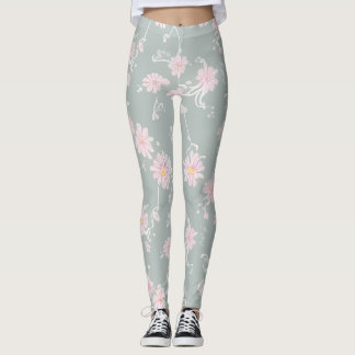 Legging Gris Verdoso Claro Floreado レギンス