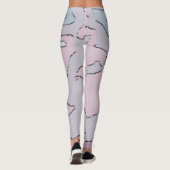Legging Long Abstrait Violet et Rose レギンス (裏面)