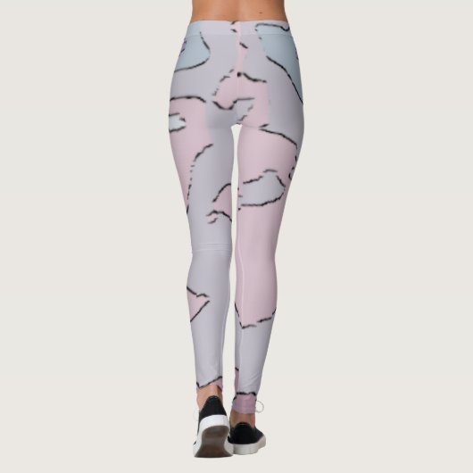 Legging Long Abstrait Violet et Rose レギンス (裏面)