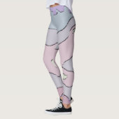 Legging Long Abstrait Violet et Rose レギンス (左)