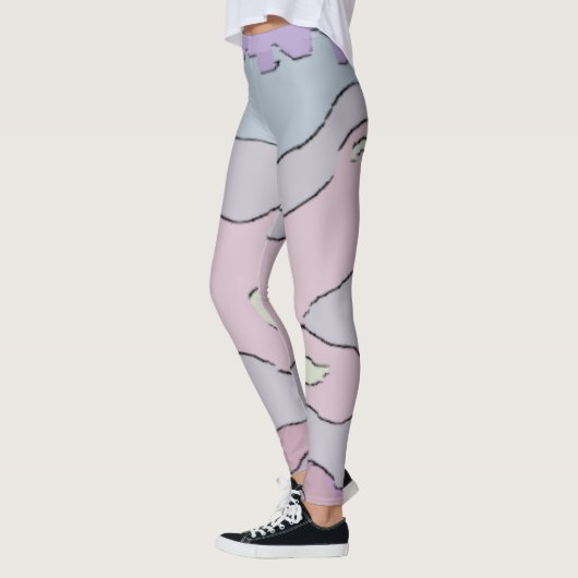 Legging Long Abstrait Violet et Rose レギンス (左)