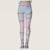 Legging Long Abstrait Violet et Rose レギンス (正面)