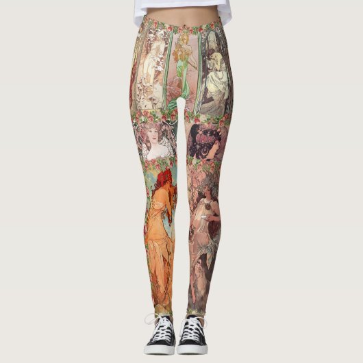 Legging Mucha art レギンス (正面)
