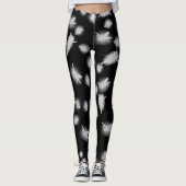 Legging Noir Fées Blanches – Design Contrasté & Si レギンス (正面)