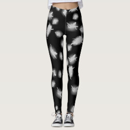 Legging Noir Fées Blanches – Design Contrasté & Si レギンス