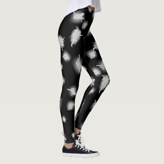 Legging Noir Fées Blanches – Design Contrasté & Si レギンス (右)