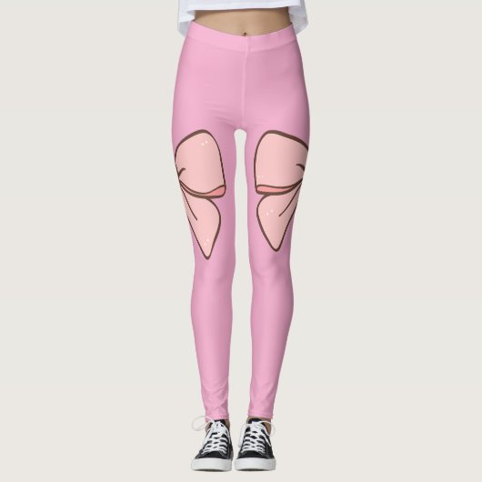 Legging rose pastel noeud papillons  レギンス (正面)