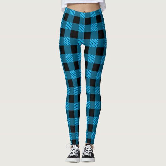 Legging Sky Blue Buffalo Plaid レギンス (正面)