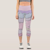 Legging Taille Haute Abstrait Violet et Rose カプリレギンス (正面)