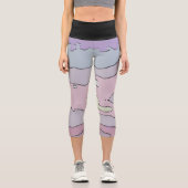 Legging Taille Haute Noir Abstrait Violet et Rose カプリレギンス (正面)