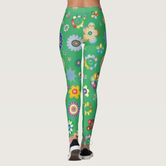 Legging vert Multi fleurs レギンス (裏面)