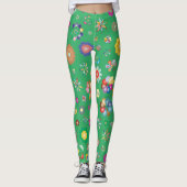 Legging vert Multi fleurs レギンス (正面)