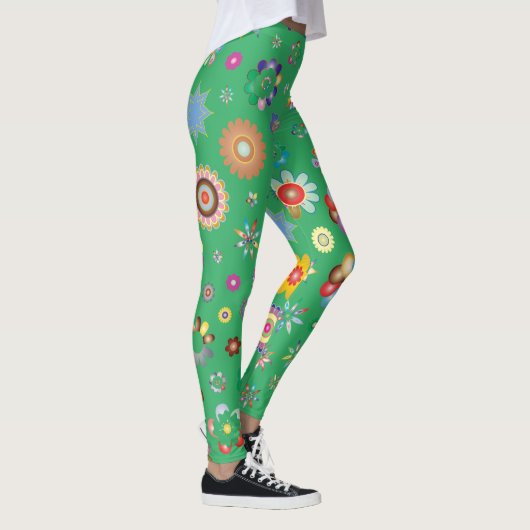 Legging vert Multi fleurs レギンス (右)