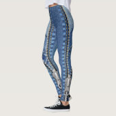 Leggings azul jean con texturas diferentes レギンス (左)