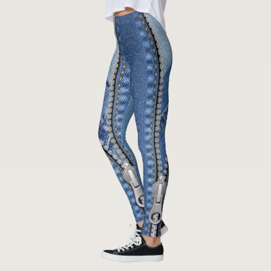 Leggings azul jean con texturas diferentes レギンス (左)