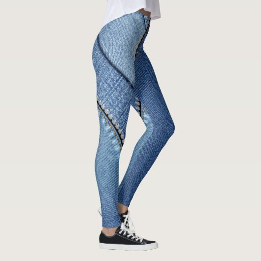 Leggings azul jean con texturas diferentes レギンス (右)