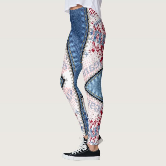 Leggings azul jeans con cortes レギンス (左)