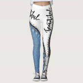 leggings blanco con azul jeans レギンス (正面)