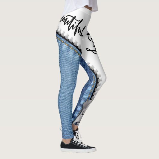 leggings blanco con azul jeans レギンス (右)