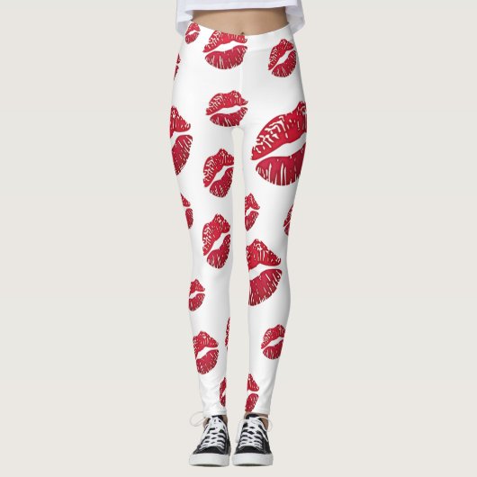 leggings blanco con besos レギンス (正面)