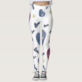 Leggings blanco con corazones de azul jeans レギンス (正面)