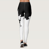 Leggings blanco con corte de negro para  yoga レギンス (裏面)